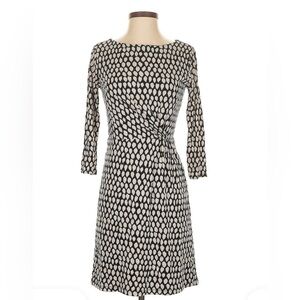 LOFT Black and White Sheath Dress with Bateau Neckline size L